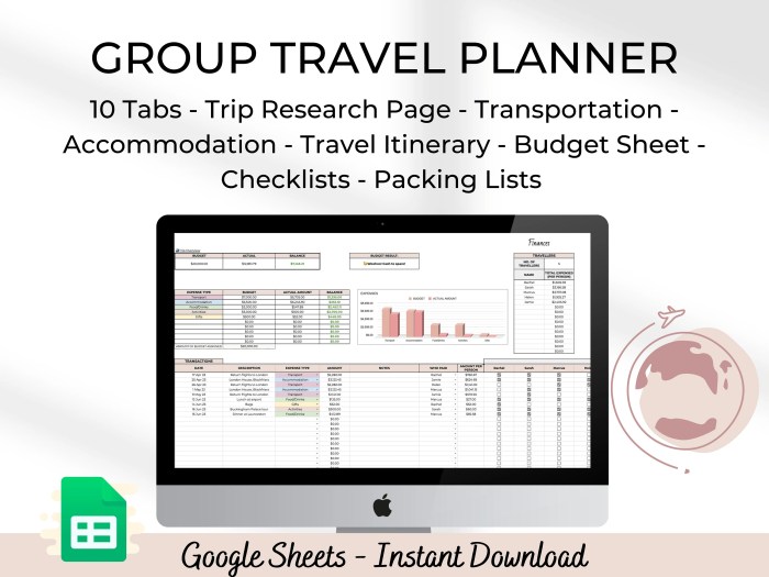 Group Travel Planner Google Sheets Travel Spreadsheet for - Etsy